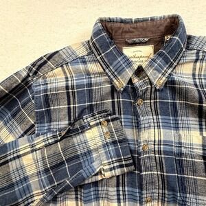 Weatherproof Vintage Button Down Flannel‎ Shirt Men's Large Blue Plaid Outdoors